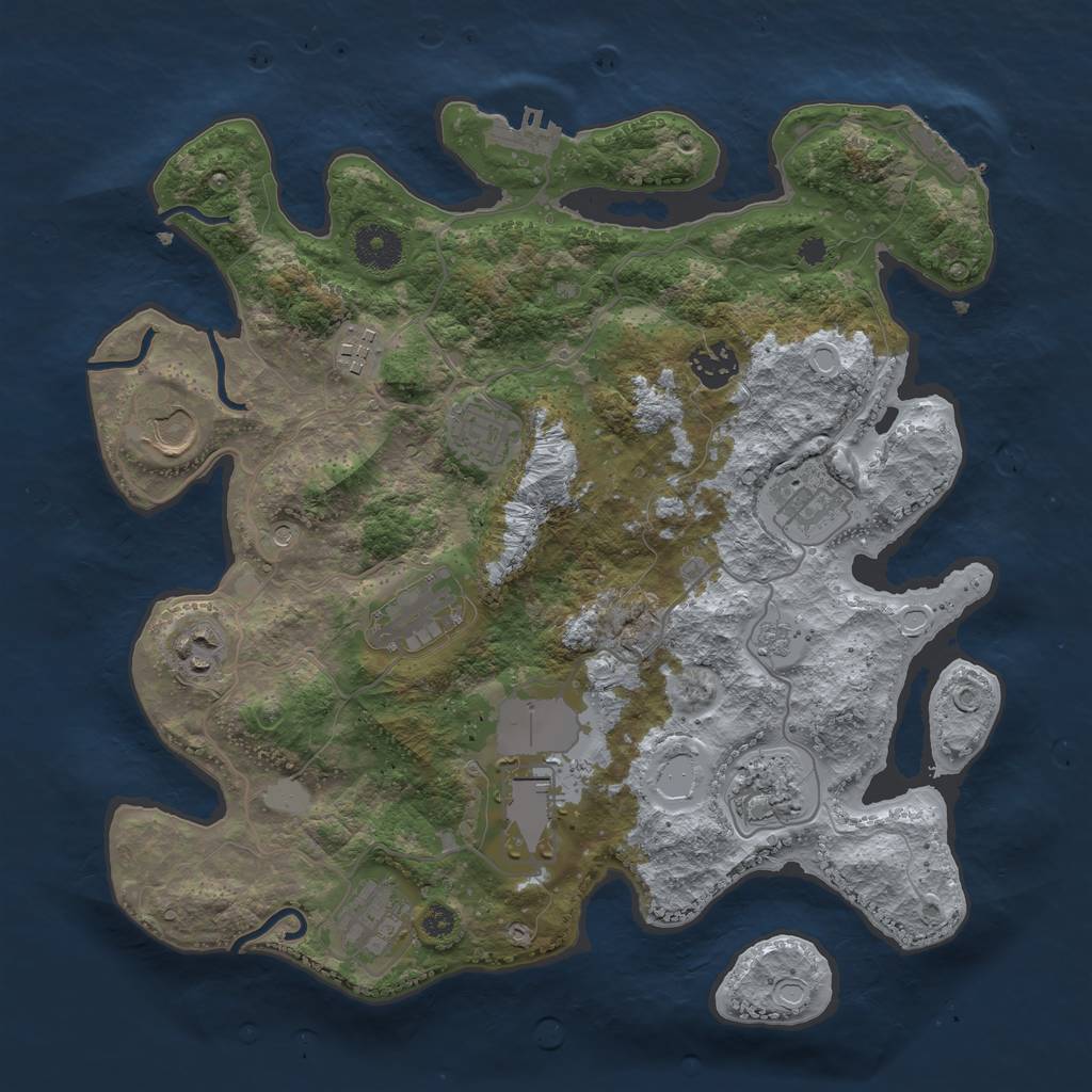 Rust Map: Procedural Map, Size: 3500, Seed: 26678642, 19 Monuments