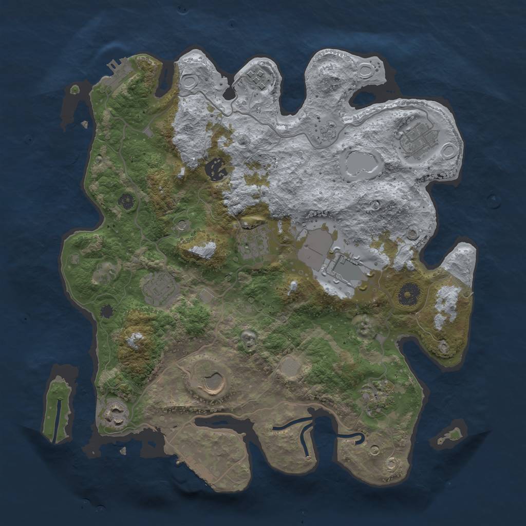 Rust Map: Procedural Map, Size: 3500, Seed: 1518886785, 18 Monuments