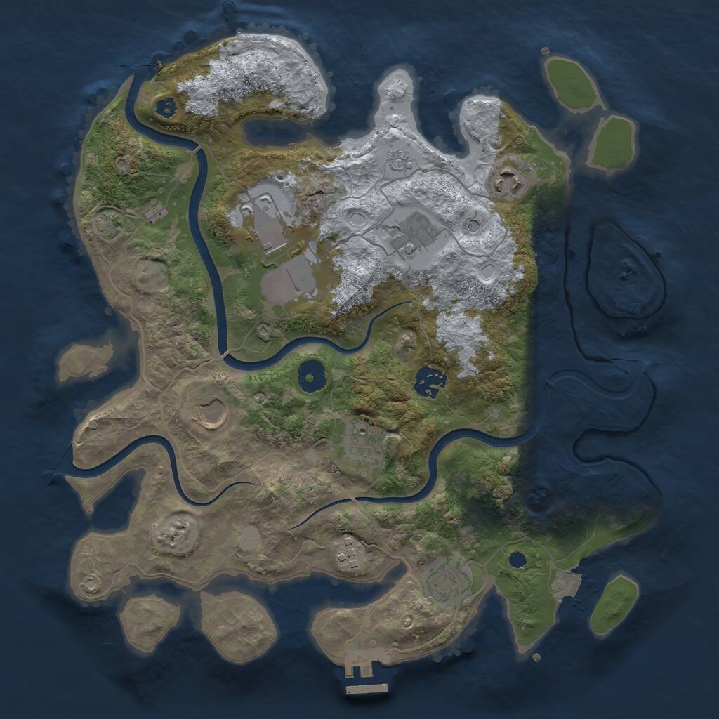Rust Map: Procedural Map, Size: 3500, Seed: 749905853, 13 Monuments