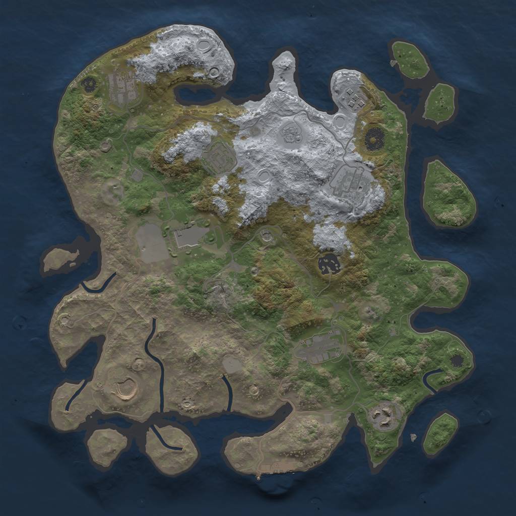 Rust Map: Procedural Map, Size: 3500, Seed: 749905853, 17 Monuments