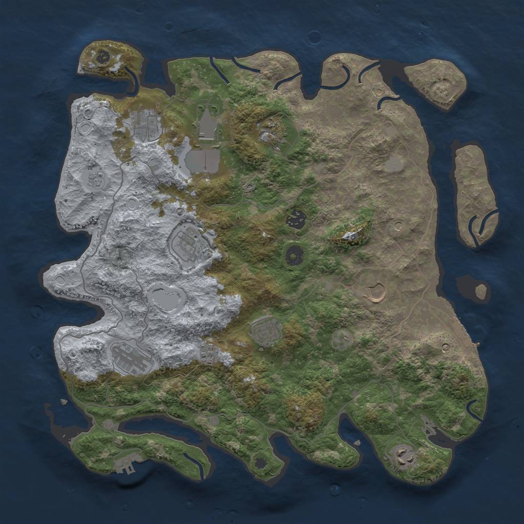 Rust Map: Procedural Map, Size: 4000, Seed: 3810, 19 Monuments