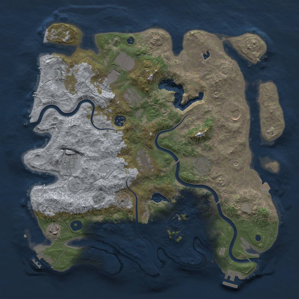 Rust Map: Procedural Map, Size: 4000, Seed: 3810, 16 Monuments