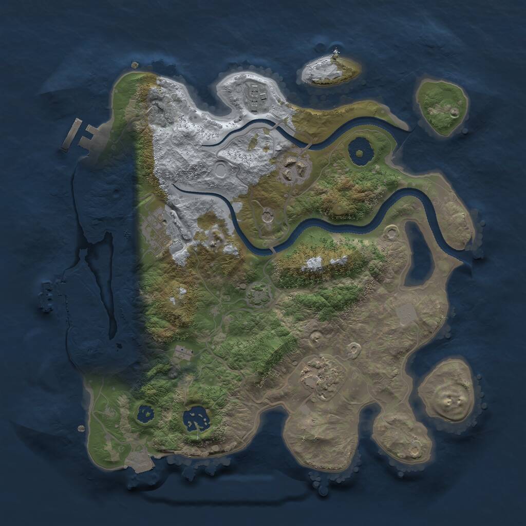 Rust Map: Procedural Map, Size: 3000, Seed: 27619, 10 Monuments