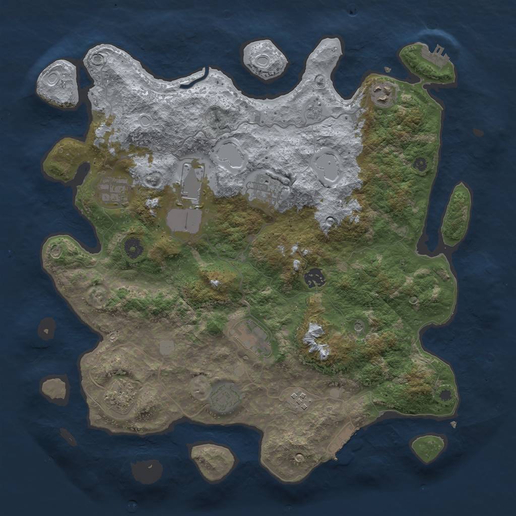 Rust Map: Procedural Map, Size: 3900, Seed: 94695512, 18 Monuments