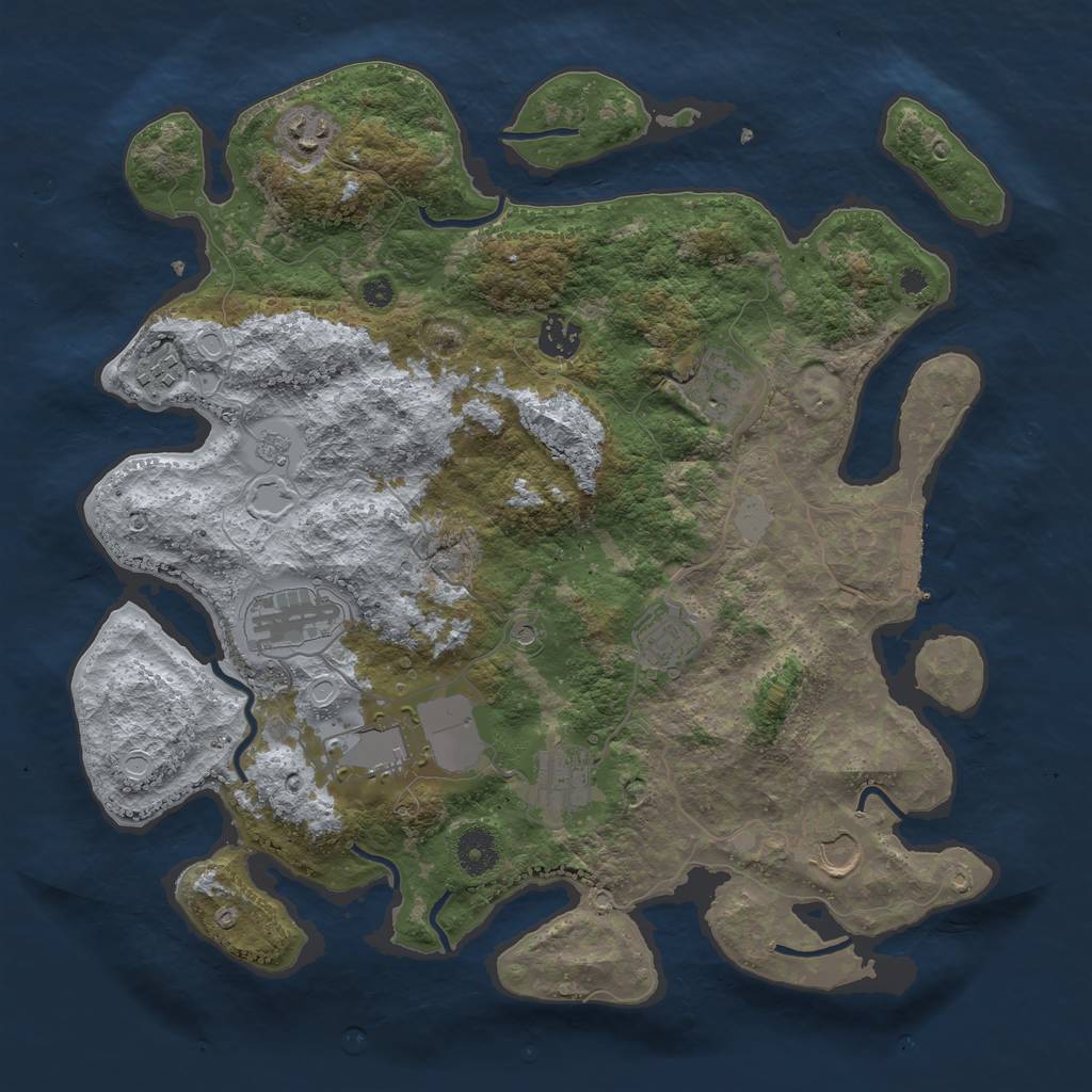 Rust Map: Procedural Map, Size: 3750, Seed: 1000871609, 17 Monuments