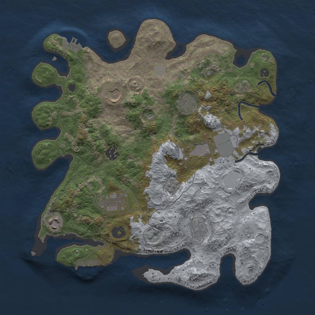 Rust Map: Procedural Map, Size: 3500, Seed: 764217987, 18 Monuments