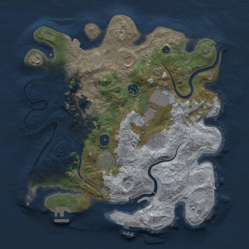 Rust Map: Procedural Map, Size: 3500, Seed: 764217987, 13 Monuments