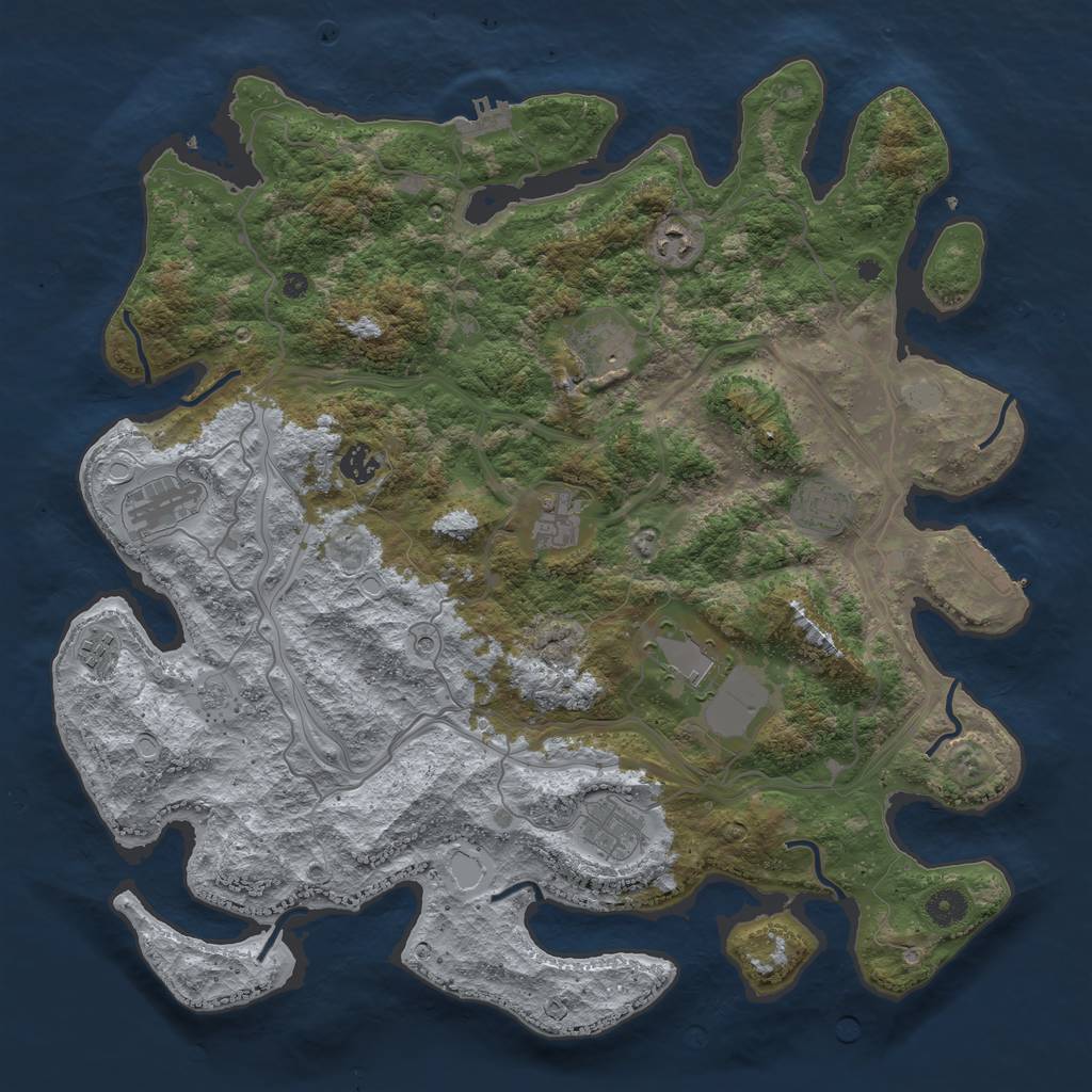 Rust Map: Procedural Map, Size: 4250, Seed: 11552, 18 Monuments