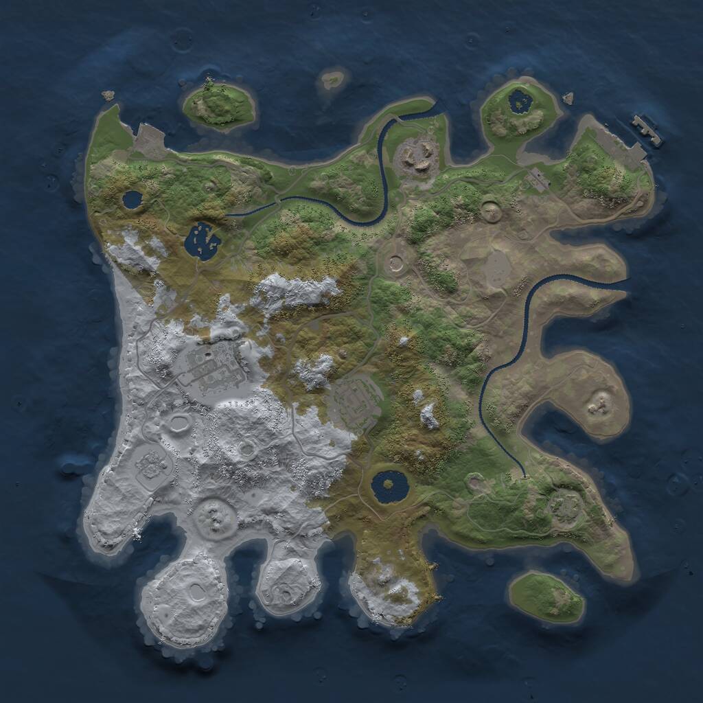 Rust Map: Procedural Map, Size: 3000, Seed: 869685468, 9 Monuments