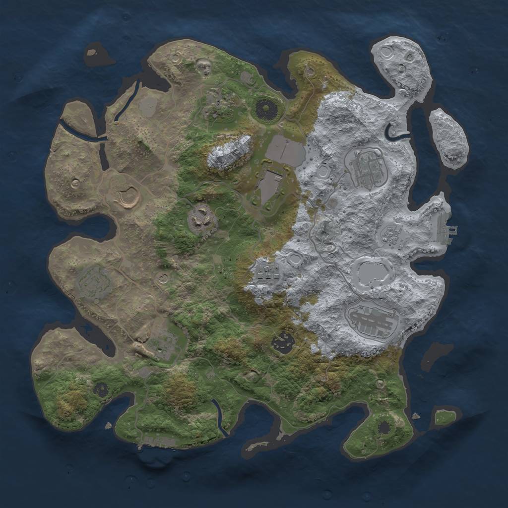 Rust Map: Procedural Map, Size: 3500, Seed: 1003968240, 19 Monuments