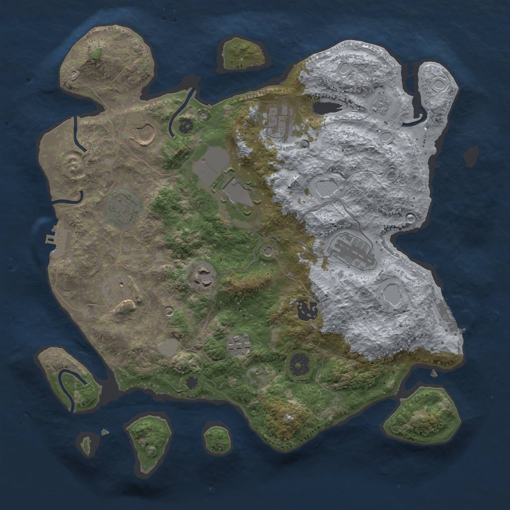 Rust Map: Procedural Map, Size: 3500, Seed: 696980, 18 Monuments