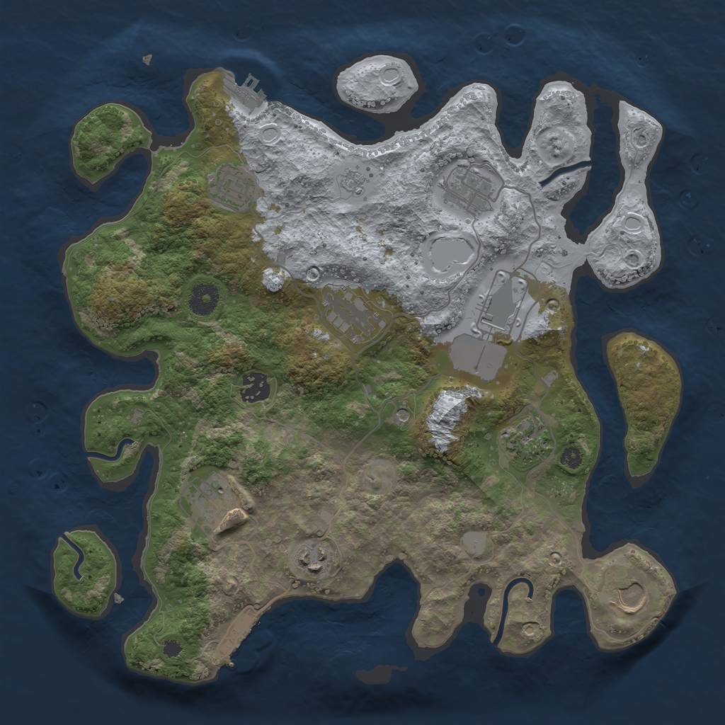 Rust Map: Procedural Map, Size: 3500, Seed: 40686268, 18 Monuments