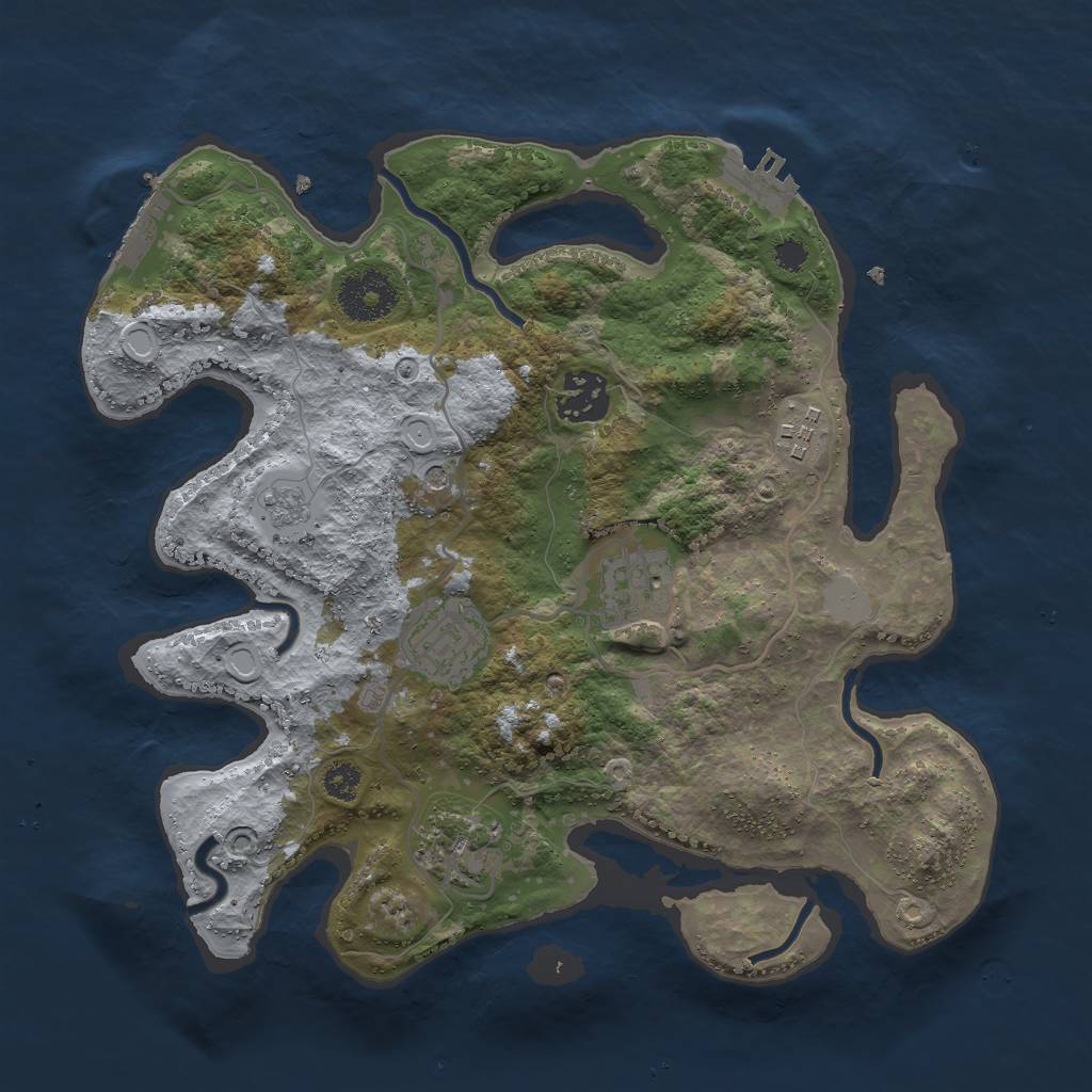 Rust Map: Procedural Map, Size: 3000, Seed: 113921027, 14 Monuments