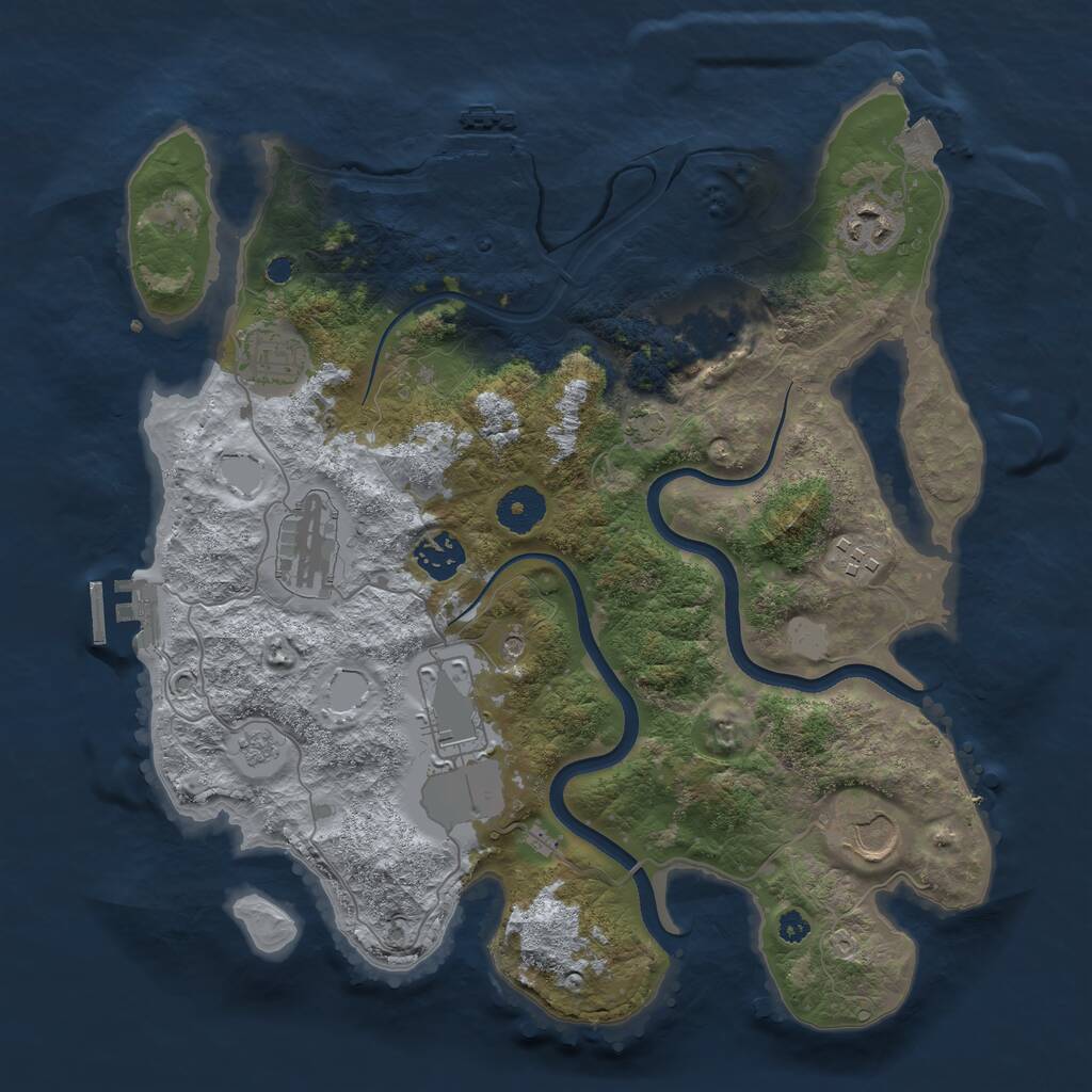 Rust Map: Procedural Map, Size: 3500, Seed: 1835599217, 14 Monuments