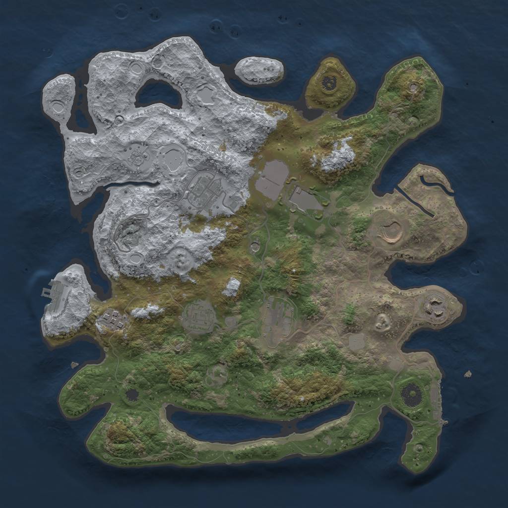 Rust Map: Procedural Map, Size: 3500, Seed: 37978915, 16 Monuments