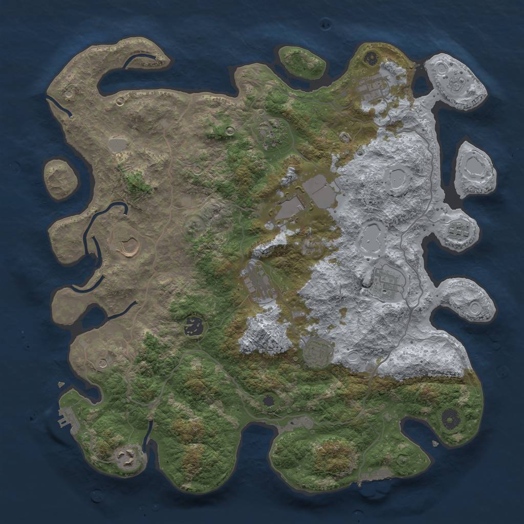 Rust Map: Procedural Map, Size: 4000, Seed: 630376156, 19 Monuments