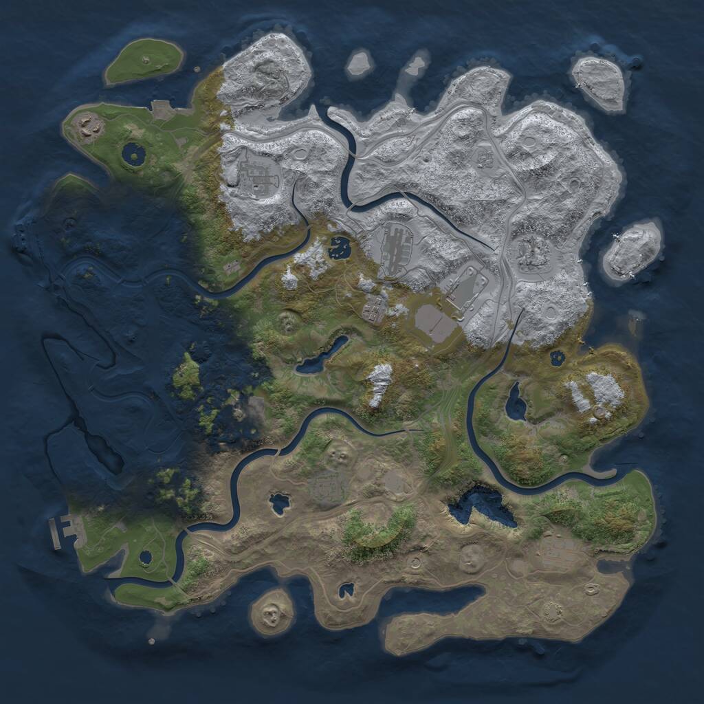 Rust Map: Procedural Map, Size: 4500, Seed: 801849484, 16 Monuments