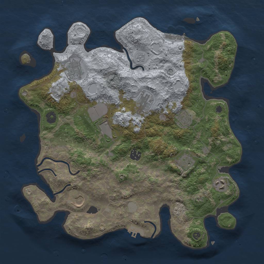 Rust Map: Procedural Map, Size: 3500, Seed: 292781190, 18 Monuments
