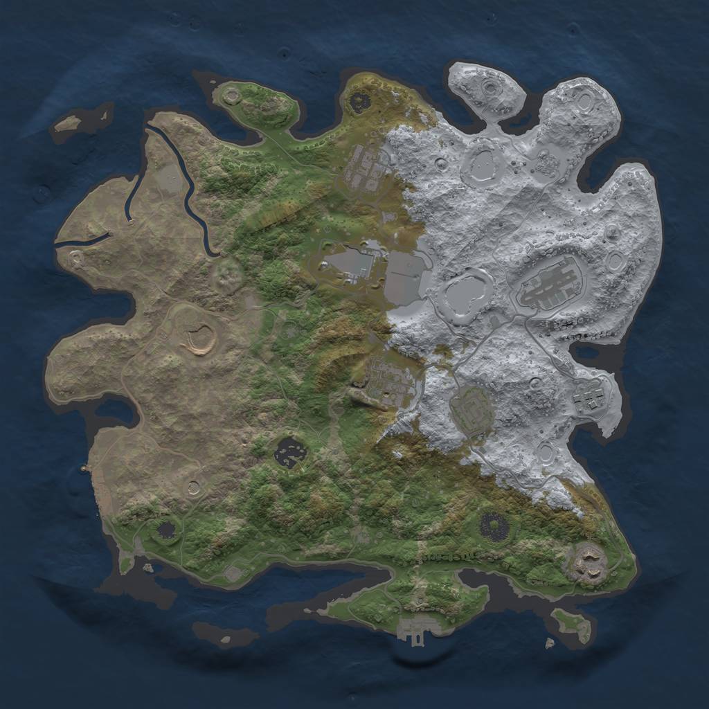 Rust Map: Procedural Map, Size: 3500, Seed: 948087139, 18 Monuments