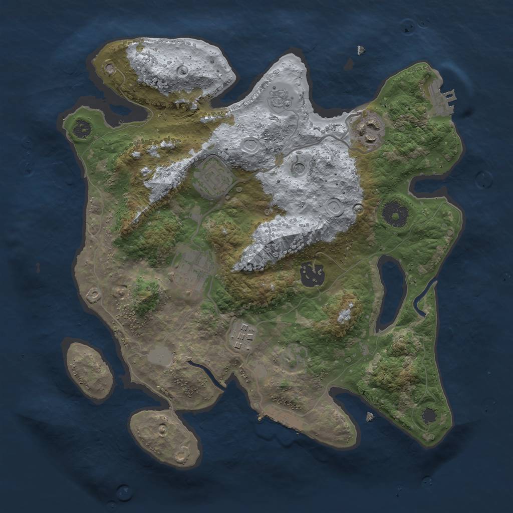 Rust Map: Procedural Map, Size: 3000, Seed: 68133, 14 Monuments