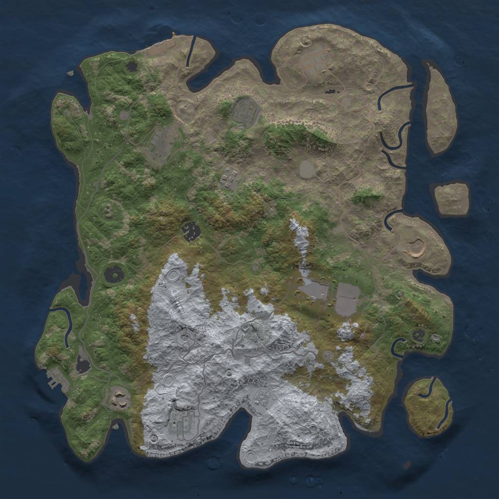 Rust Map: Procedural Map, Size: 4000, Seed: 3322, 18 Monuments
