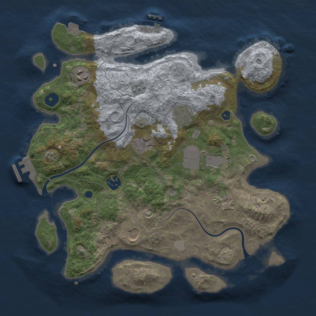 Rust Map: Procedural Map, Size: 3500, Seed: 30503659, 14 Monuments