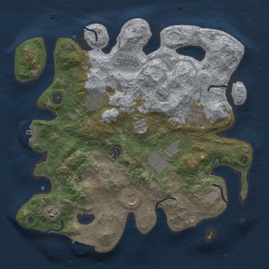 Rust Map: Procedural Map, Size: 3500, Seed: 58501063, 17 Monuments