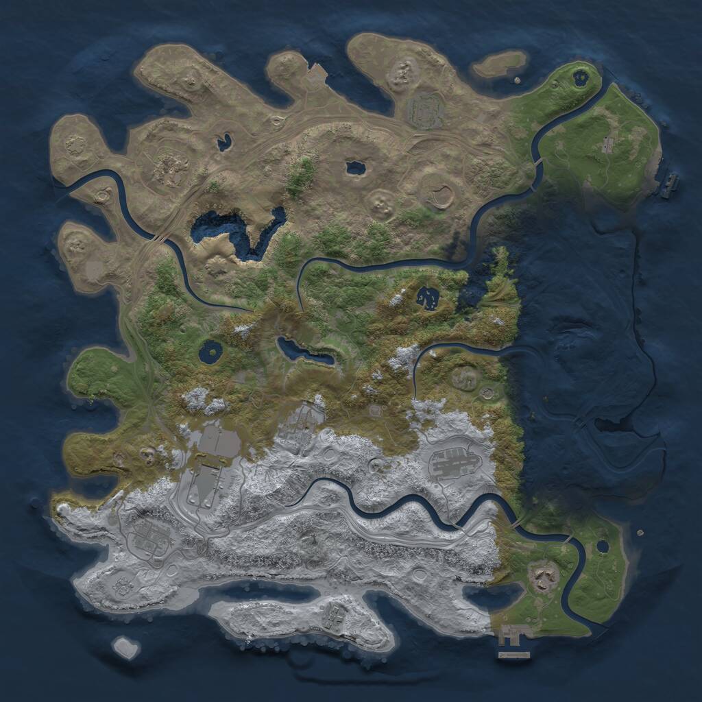 Rust Map: Procedural Map, Size: 4500, Seed: 1147005765, 16 Monuments