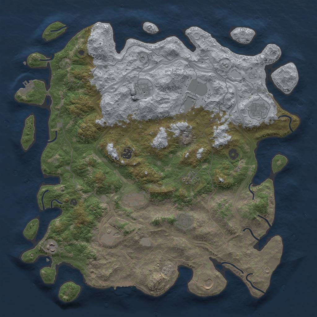 Rust Map: Procedural Map, Size: 4500, Seed: 1855264658, 20 Monuments