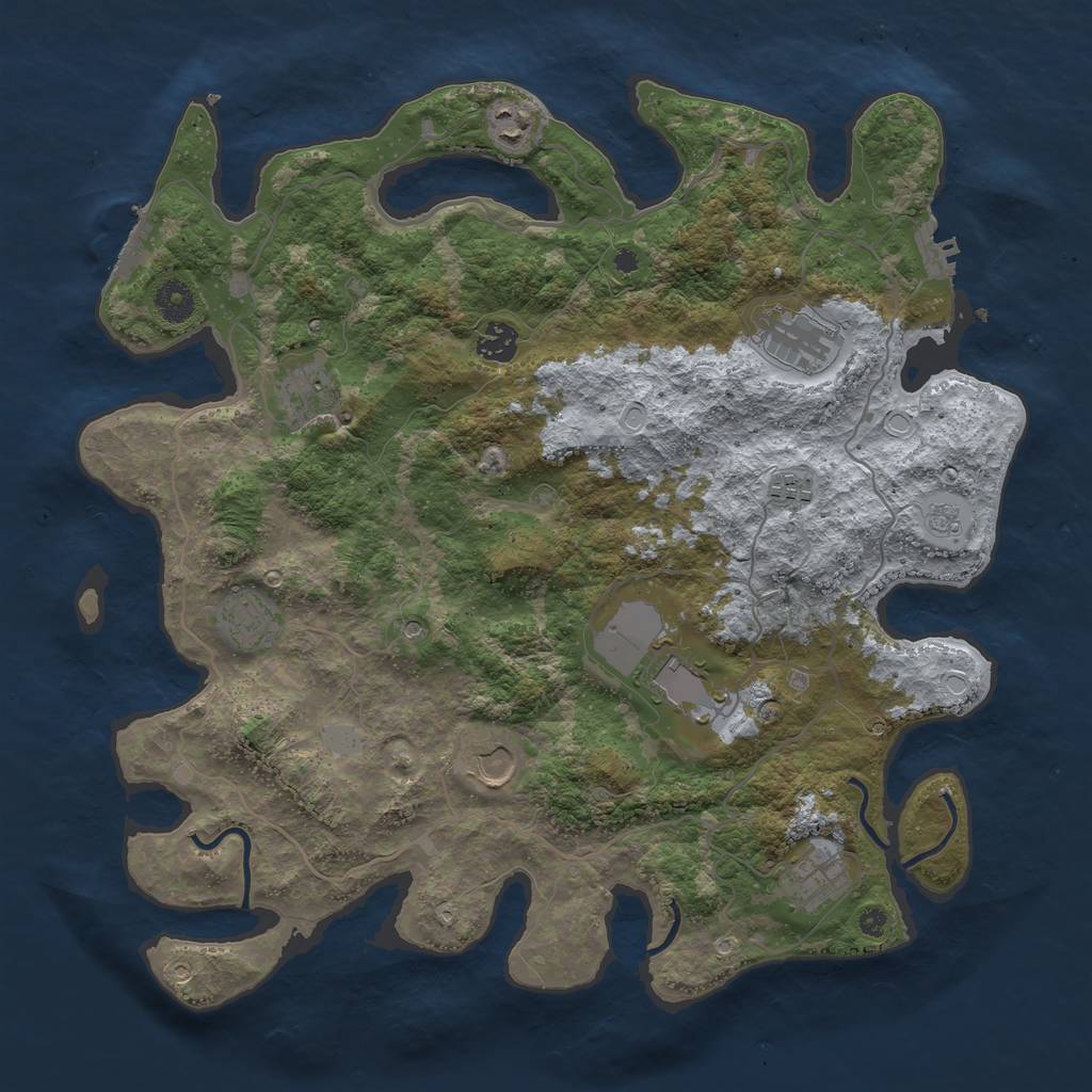 Rust Map: Procedural Map, Size: 4000, Seed: 826783738, 18 Monuments