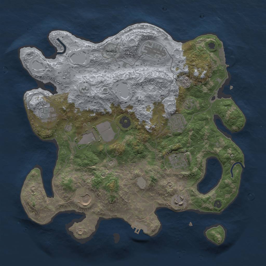 Rust Map: Procedural Map, Size: 3500, Seed: 21744, 17 Monuments