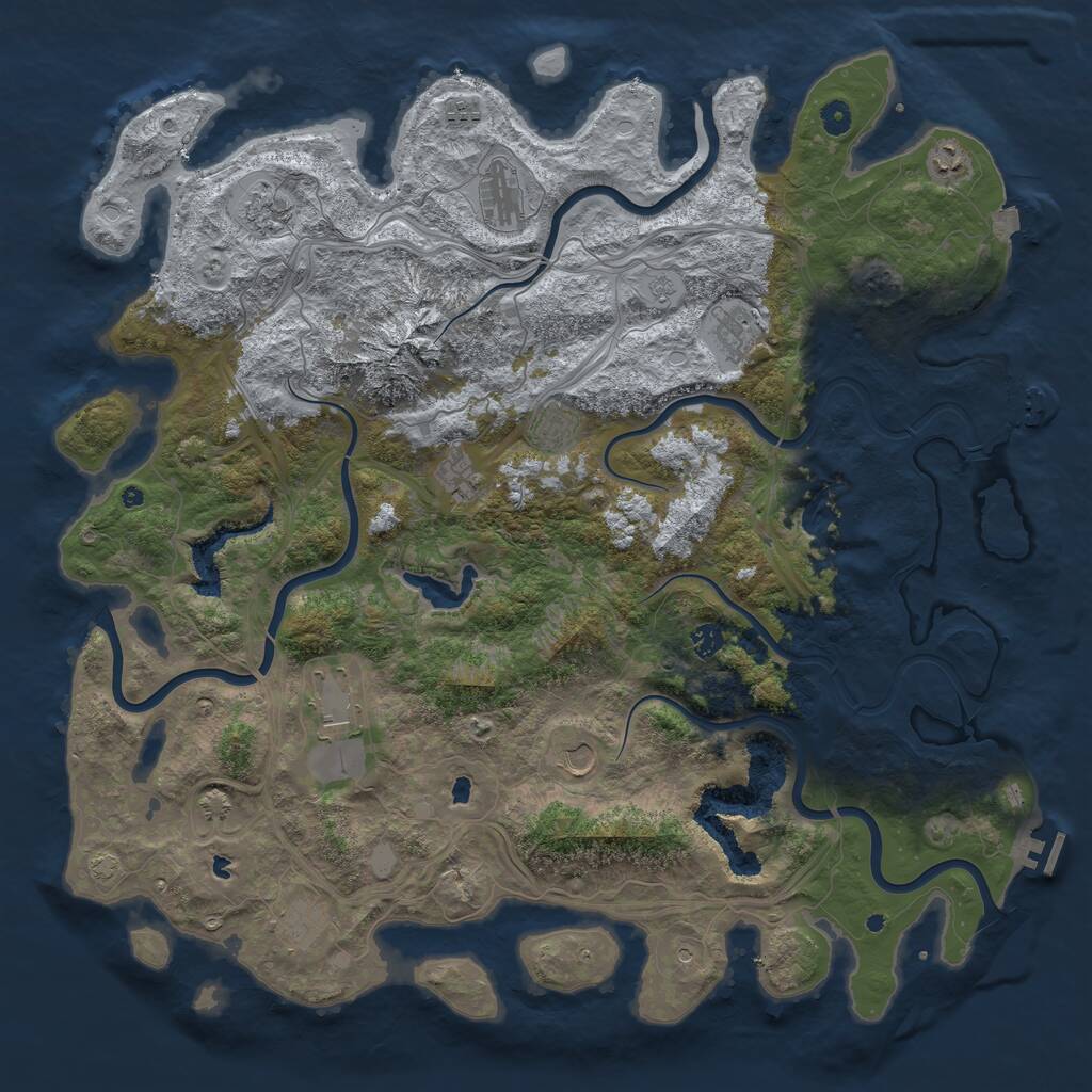 Rust Map: Procedural Map, Size: 5000, Seed: 564324341, 17 Monuments