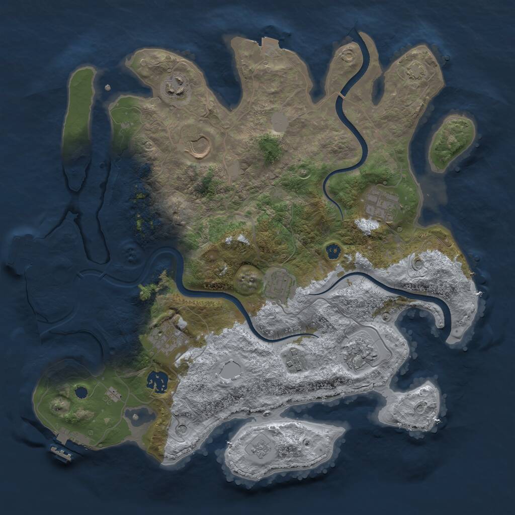 Rust Map: Procedural Map, Size: 3500, Seed: 97749994, 14 Monuments