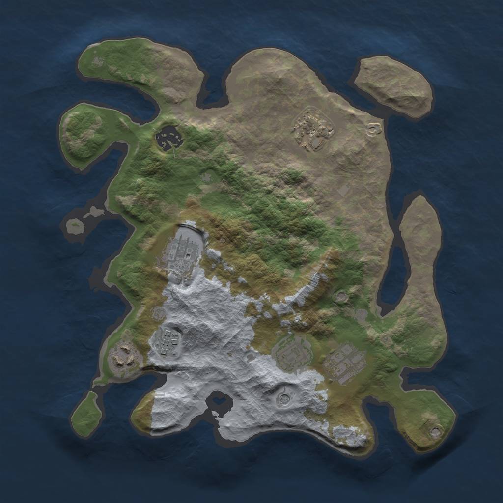 Rust Map: Barren, Size: 3000, Seed: 834439, 10 Monuments