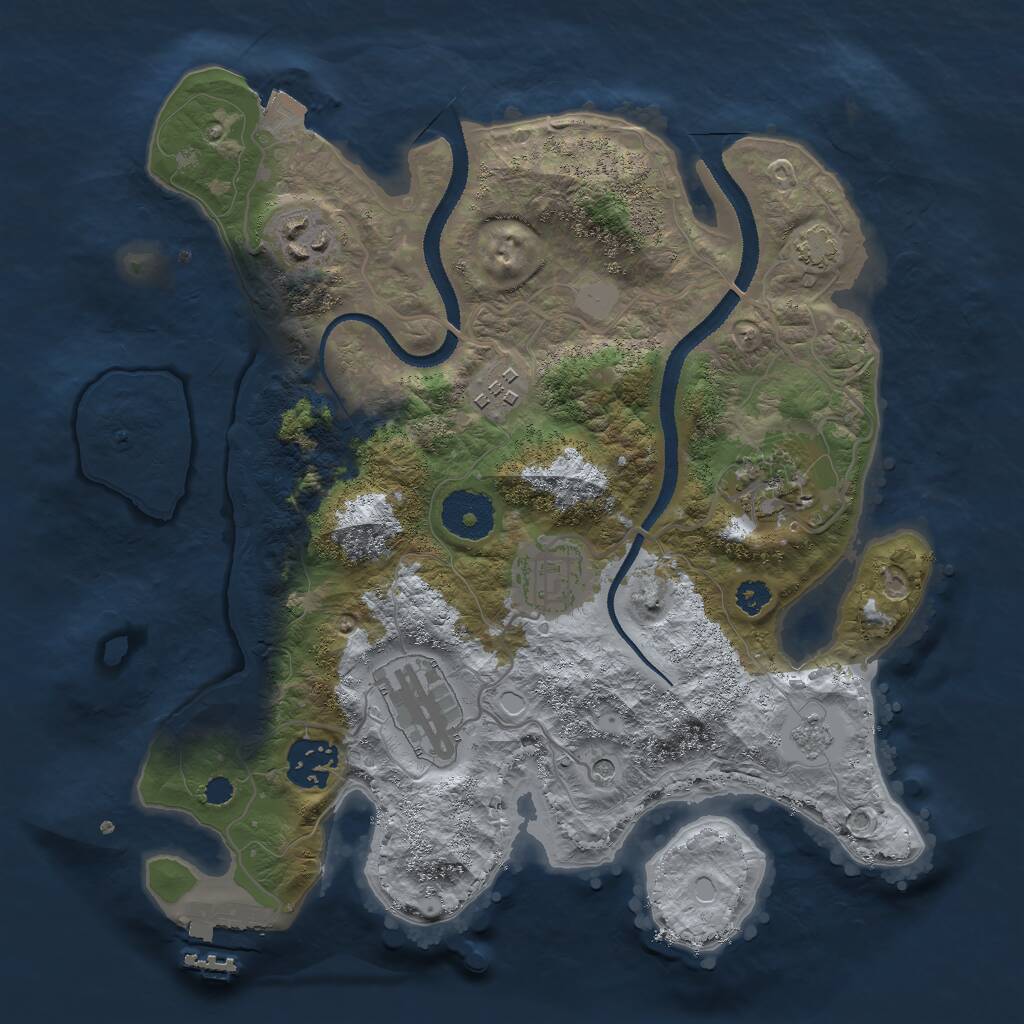 Rust Map: Procedural Map, Size: 3000, Seed: 74012, 11 Monuments