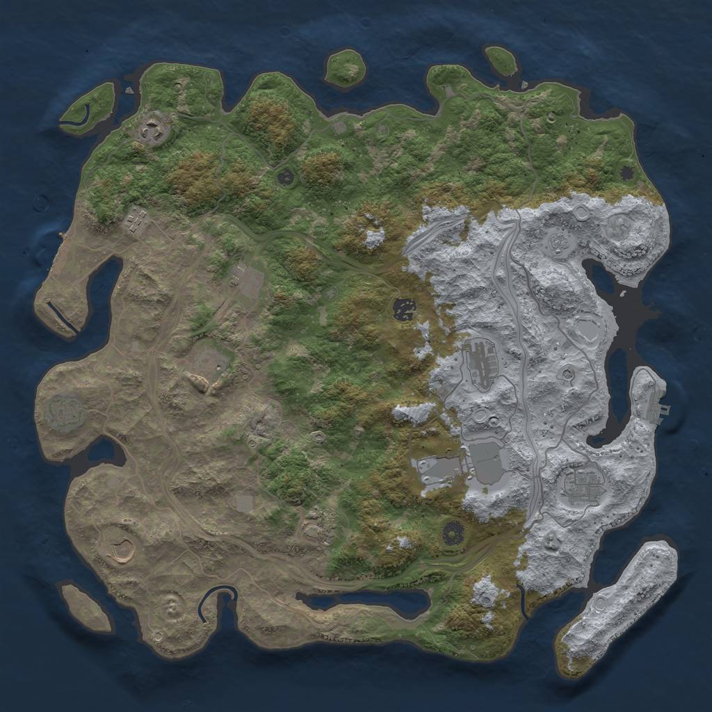 Rust Map: Procedural Map, Size: 4500, Seed: 198348333, 20 Monuments