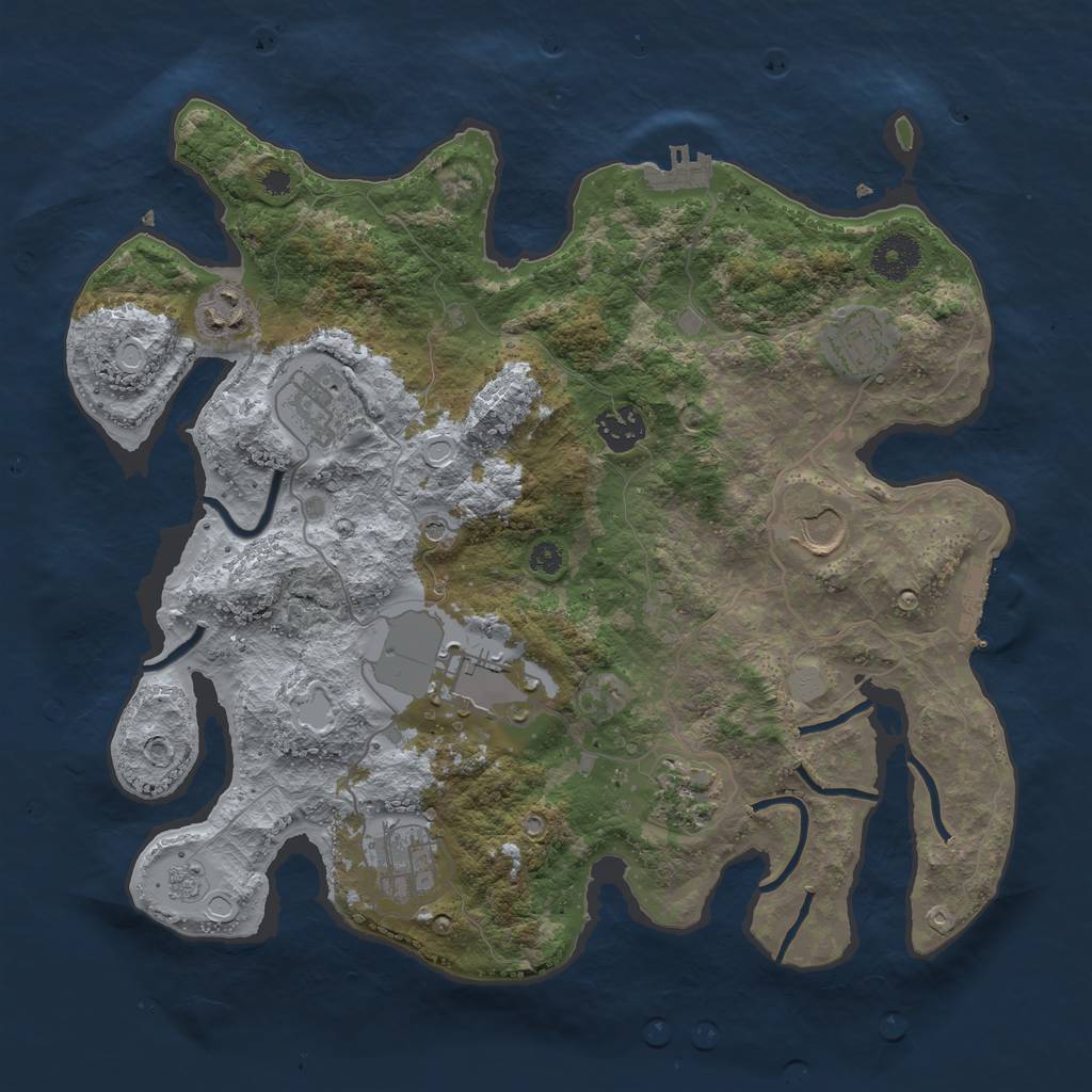 Rust Map: Procedural Map, Size: 3500, Seed: 4444393, 17 Monuments