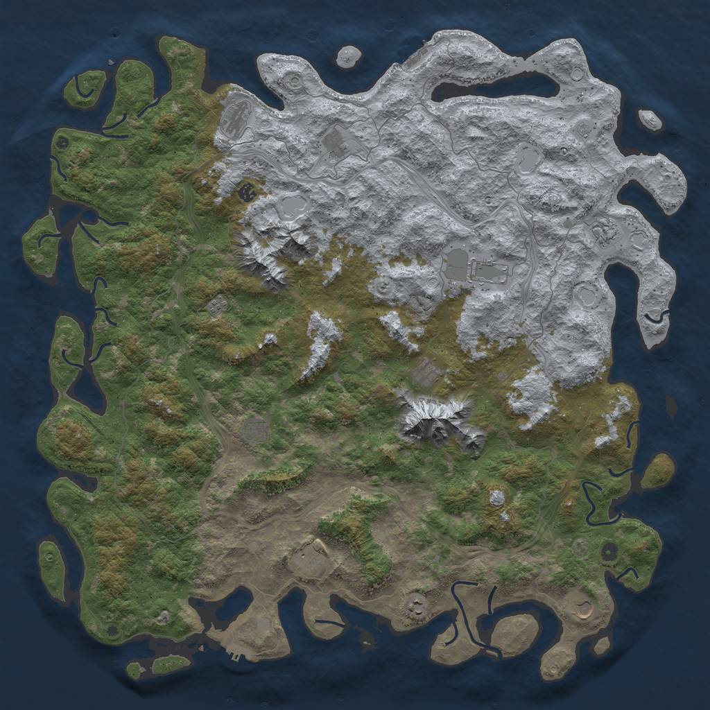 Rust Map: Procedural Map, Size: 6000, Seed: 76025763, 20 Monuments