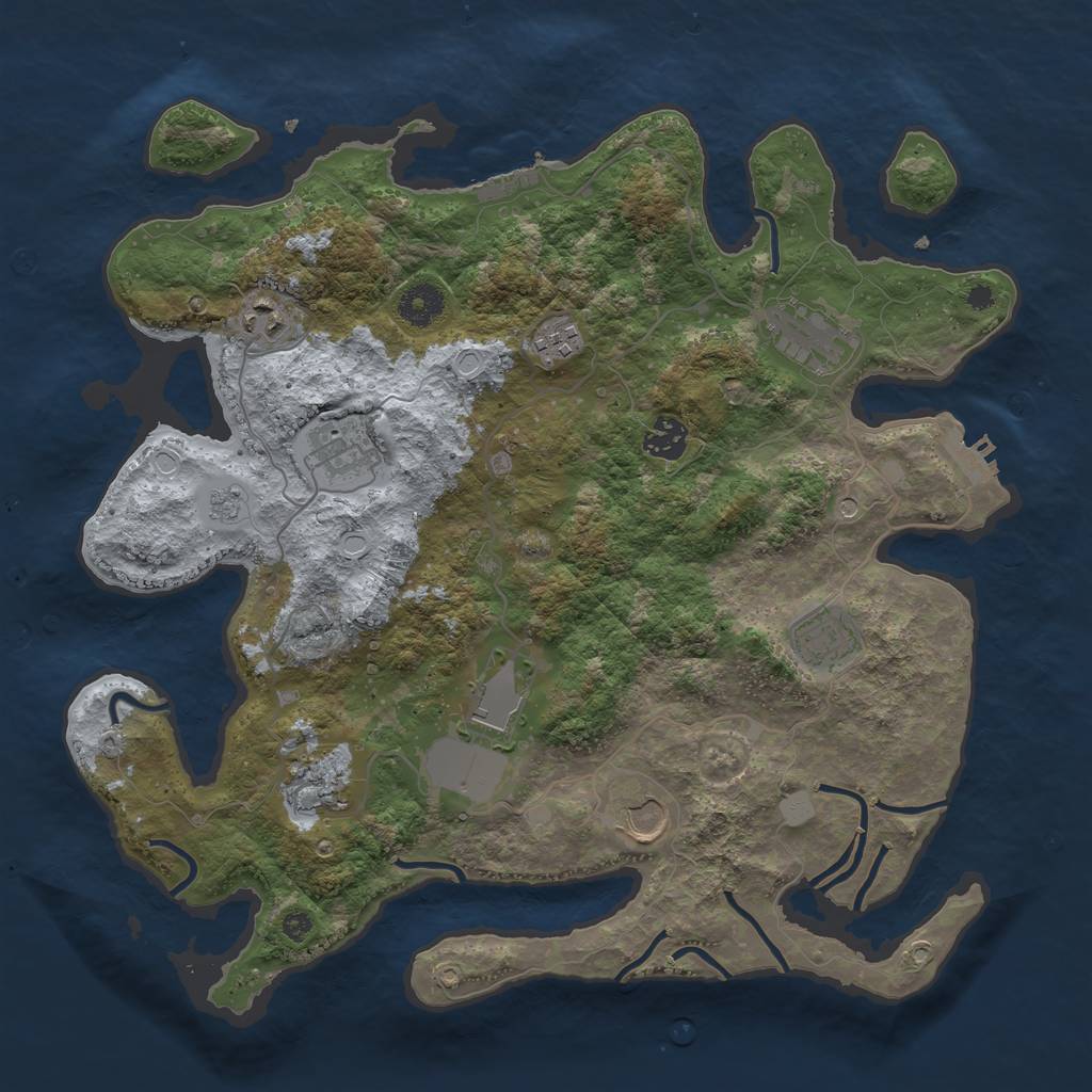 Rust Map: Procedural Map, Size: 3750, Seed: 676909838, 18 Monuments