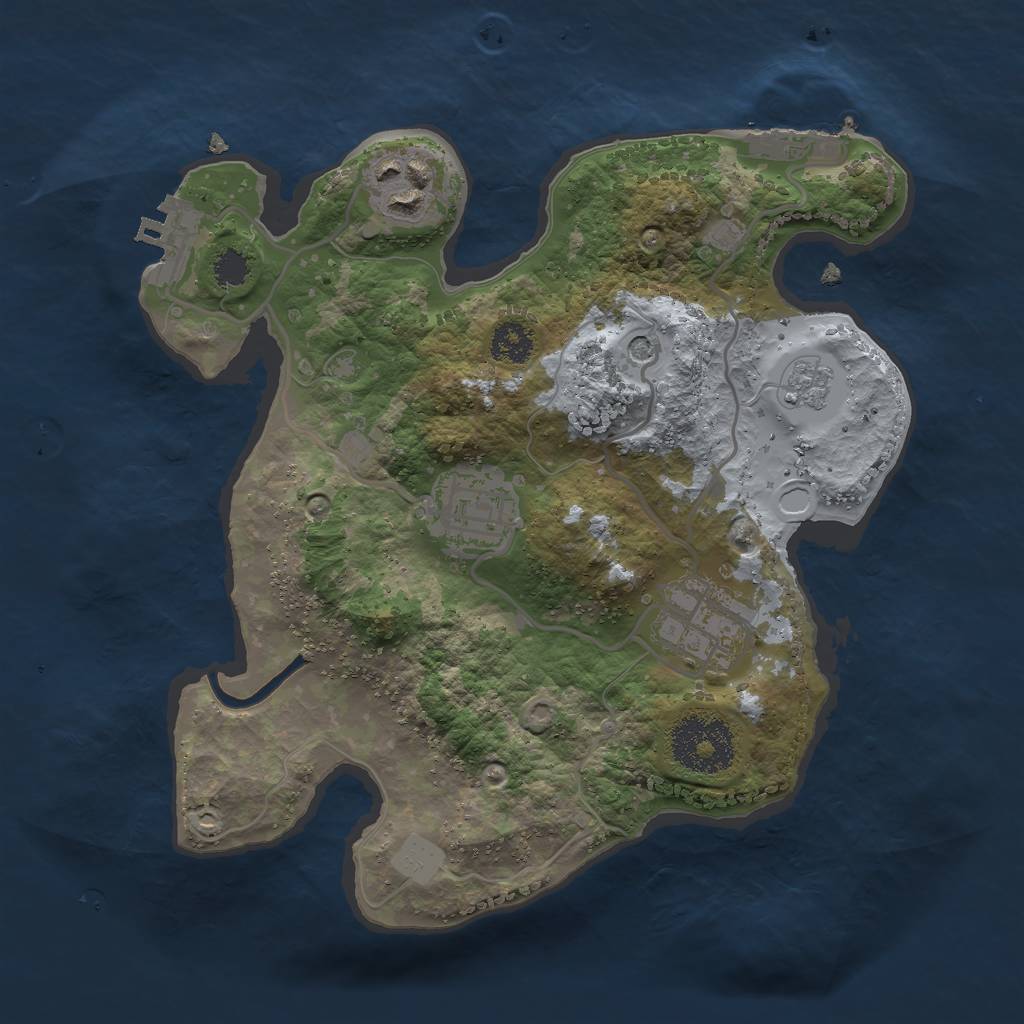 Rust Map: Procedural Map, Size: 2500, Seed: 3680, 12 Monuments