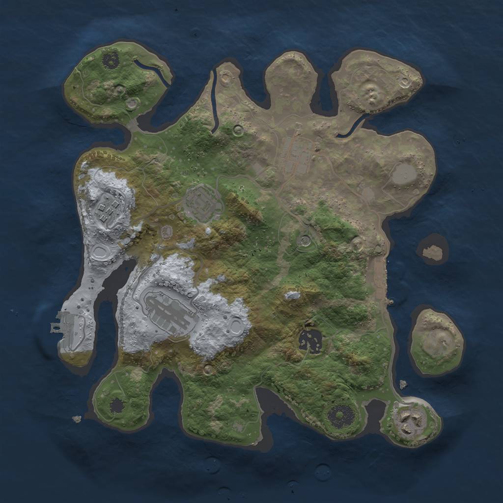 Rust Map: Procedural Map, Size: 3000, Seed: 92243768, 14 Monuments
