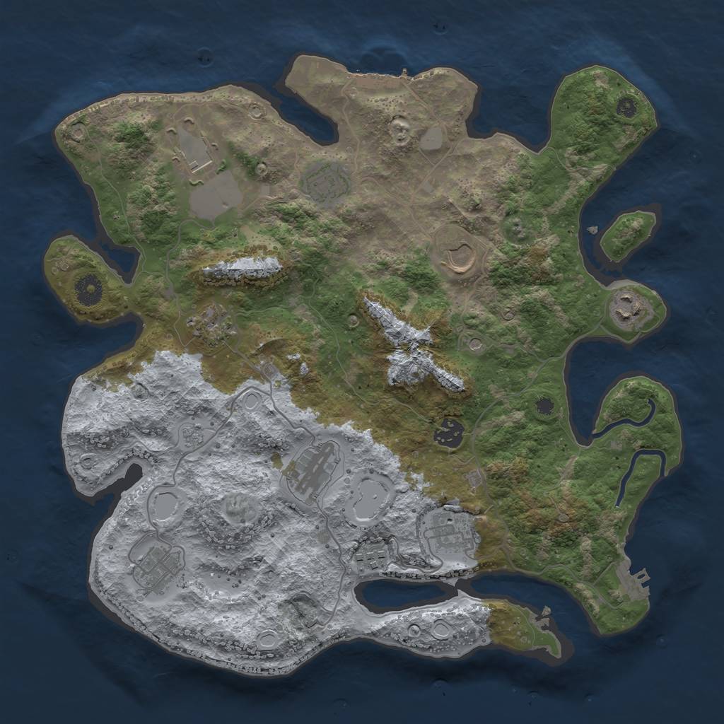 Rust Map: Procedural Map, Size: 3700, Seed: 1231572897, 19 Monuments