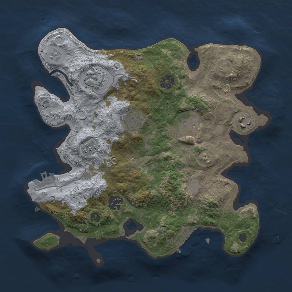 Rust Map: Procedural Map, Size: 3000, Seed: 1110396016, 14 Monuments