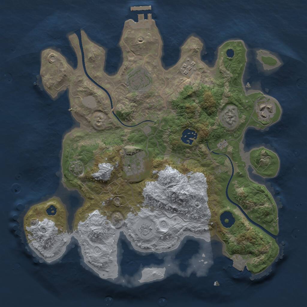 Rust Map: Procedural Map, Size: 3000, Seed: 775910348, 9 Monuments