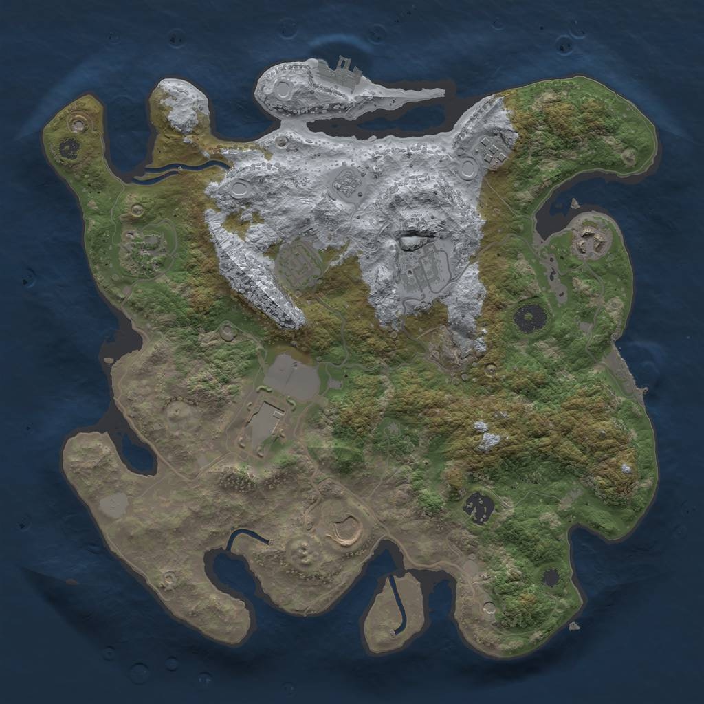 Rust Map: Procedural Map, Size: 3500, Seed: 75306565, 17 Monuments