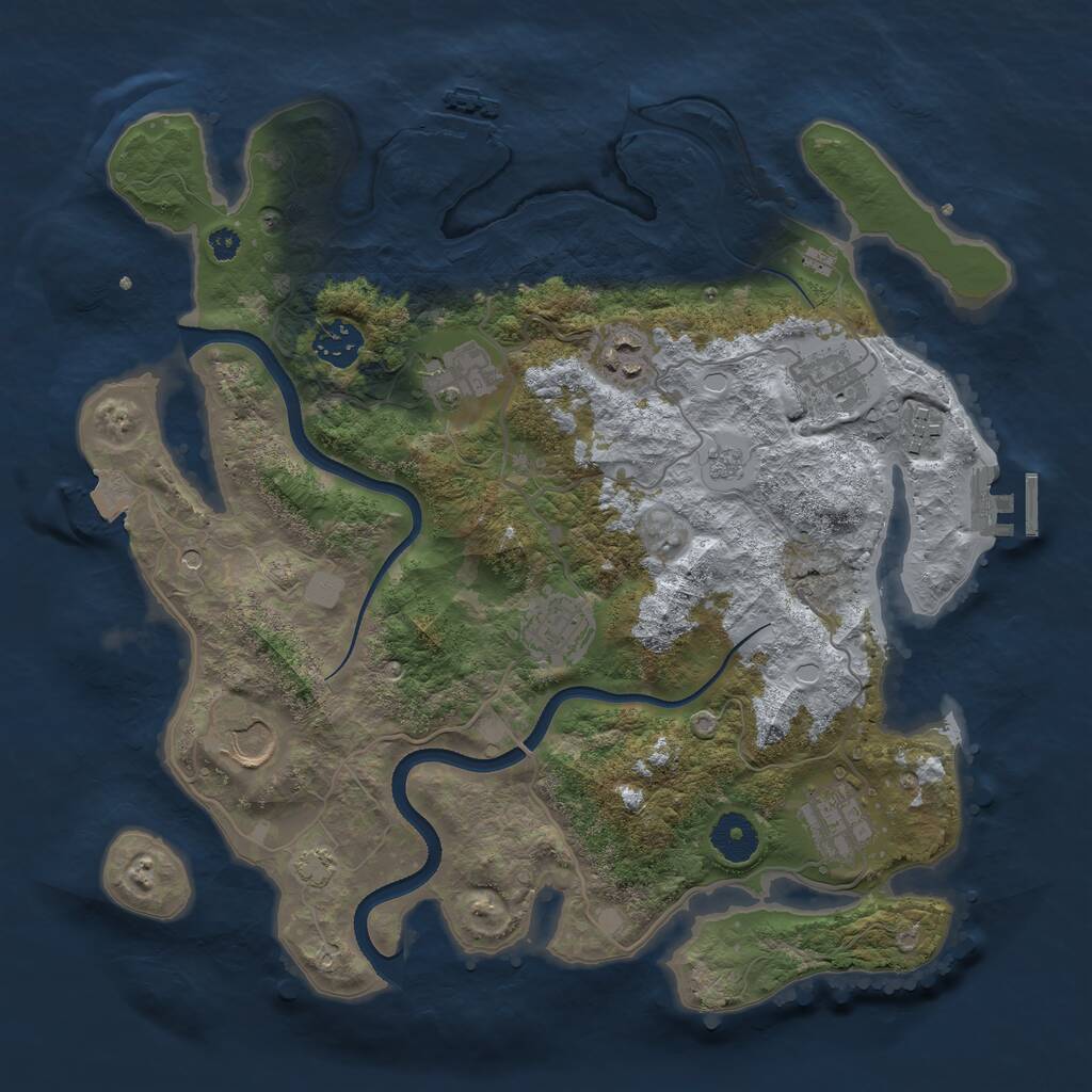 Rust Map: Procedural Map, Size: 3500, Seed: 50687031, 14 Monuments