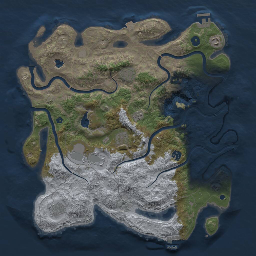 Rust Map: Procedural Map, Size: 4000, Seed: 773273399, 13 Monuments