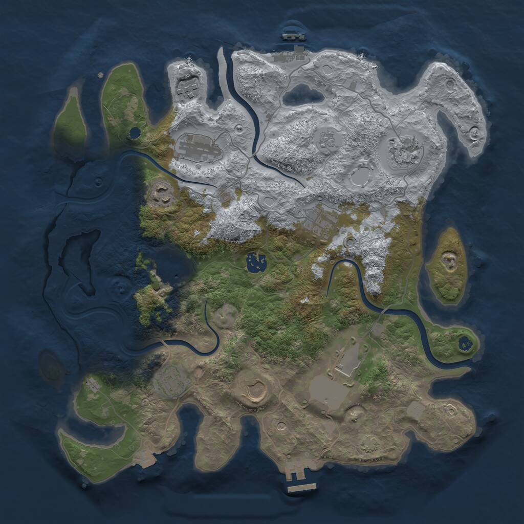 Rust Map: Procedural Map, Size: 3700, Seed: 448801153, 16 Monuments