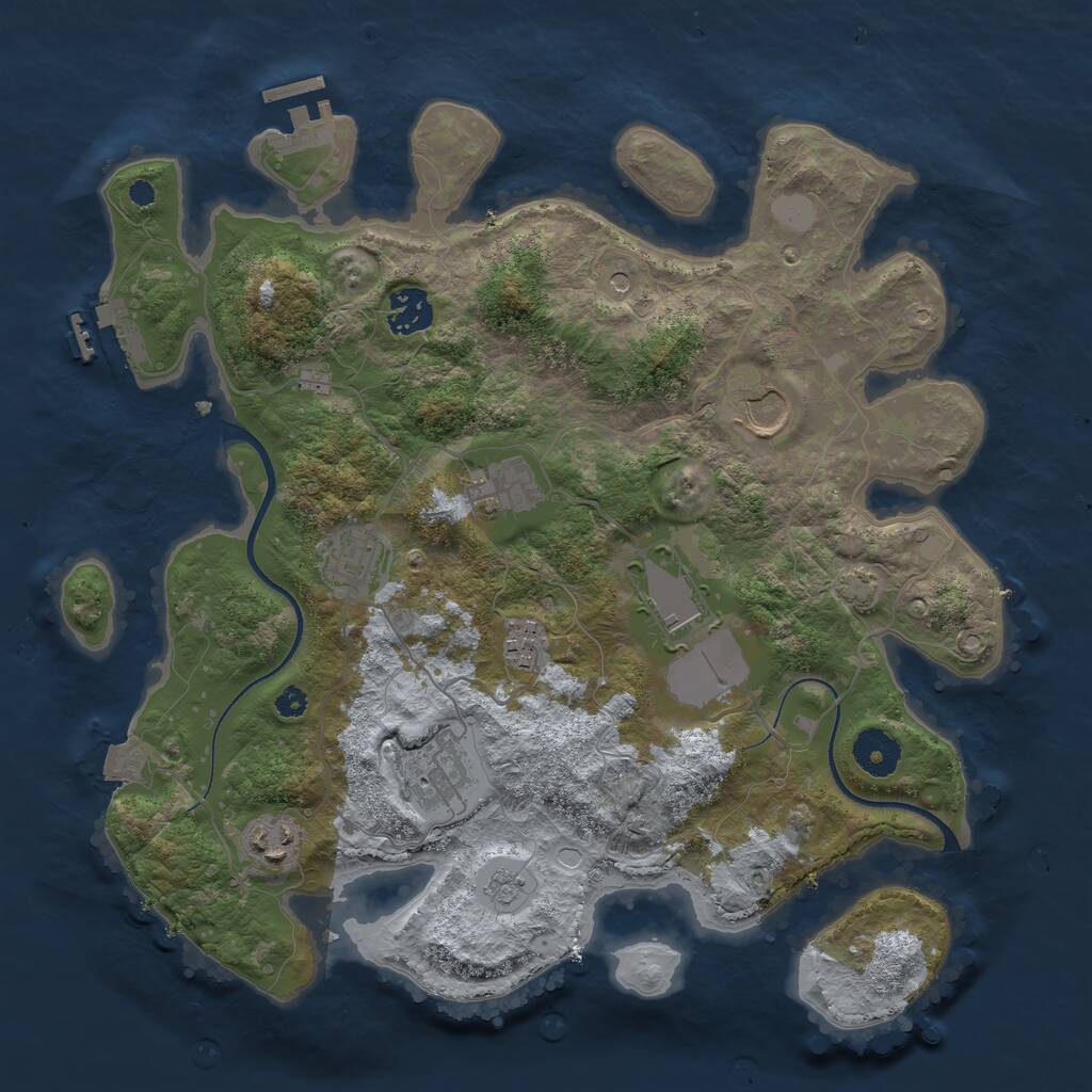 Rust Map: Procedural Map, Size: 3500, Seed: 317679869, 14 Monuments