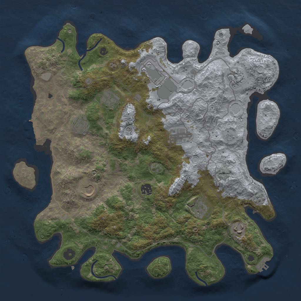 Rust Map: Procedural Map, Size: 4000, Seed: 592345, 19 Monuments